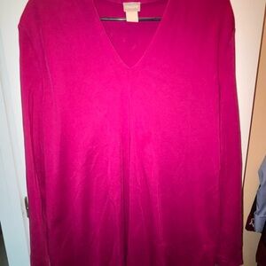 Chico's Pink Blouse V-Neck Long Sleeve